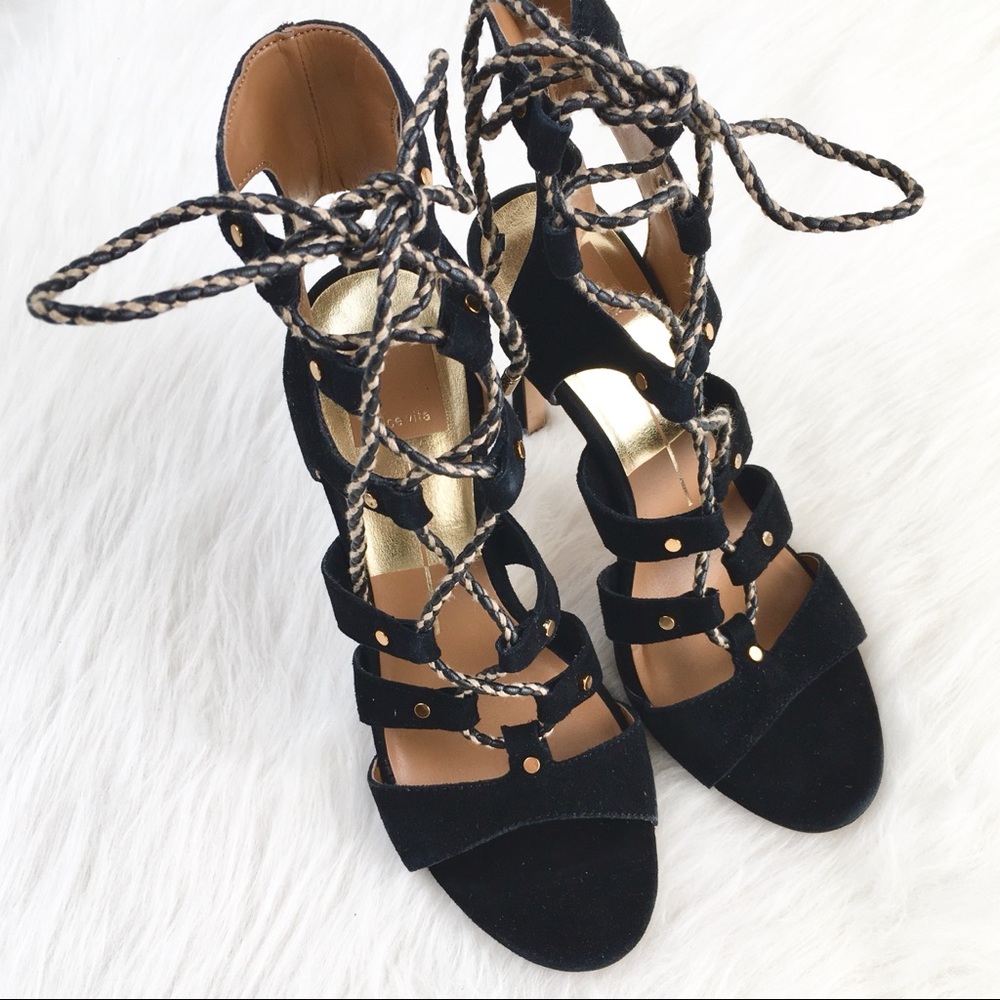 Dolce Vita | black suede gladiator laceup heels - Picture 3 of 6